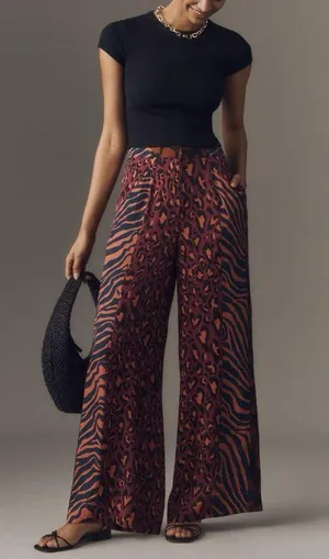 Lowry Farm Pants Farm Rio Mixed Print Wide-Leg Pants, Size S thumbnail 4