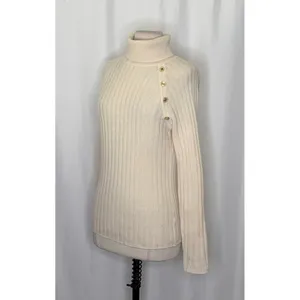 J. MCLAUGHLIN Lunet Cashmere Wool Turtleneck Sweater Pullover Buttons Small thumbnail 4