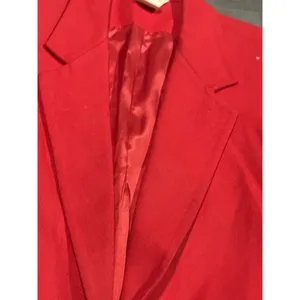 Sellecca red blazer 14 wool blend‎ vintage professional holidays tartan thumbnail 3
