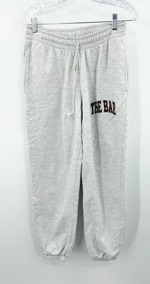 The Bar Women's Light Gray‎ Sweatpants Maroon Logo Size Small thumbnail 1