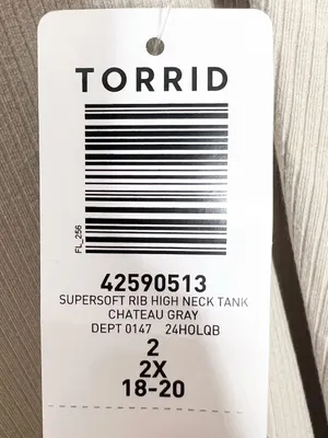 NWT Torrid Super Soft Ribbed High Neck Sleeveless Tank Top Size 2X Cream Gray thumbnail 9