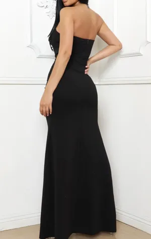Sew On Rhinestone Black Maxi Dress thumbnail 4