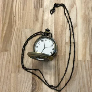 Brass Steampunk Filigree Pocket Watch and Link Chain Vintage Beautiful thumbnail 4