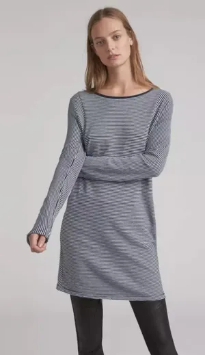 Rag & Bone Striped Kit Dress Size‎ Large Long Sleeved Knit Yarn Dyed Navy White thumbnail 1
