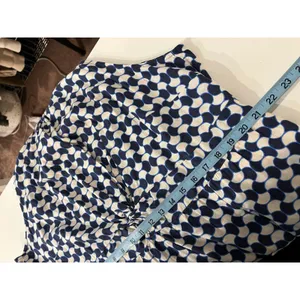Ava & Viv Blue Linen Blend Mod Retro Print High Neck A Line Dress Size 2X thumbnail 11