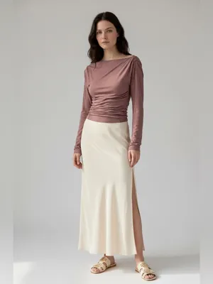 Free People Night We Met Long Sleeve purple Ruched Off The Shoulder Tunic Top thumbnail 2
