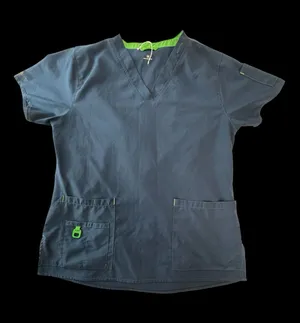 Carhartt Navy Scrub Top with Lime Accent thumbnail 1