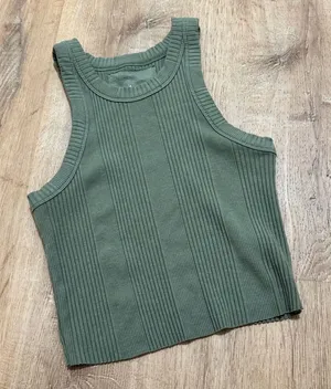 Aerie | Women's Olive Green Ribbed High Neck‎ Tank Top, Size XS thumbnail 1