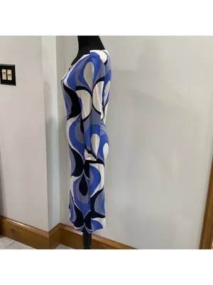 Boden mod swirl half sleeve knee length midi dress retro size 6 R thumbnail 3