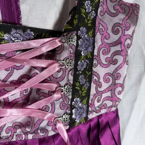 Vtg German Trachtenpoint dirndl Dress 34/XS Purple Lace Up Oktoberfest Cosplay thumbnail 7