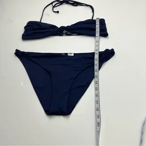 Bella‎ Dahl Swim Navy Blue Knotted Bandeau Bikini Halter Tie Womens Size Large thumbnail 8