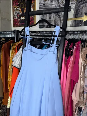 Oh Polly Isadora Blue Bow Detail Pleated A Line Midi Dress Womens 6 New NWT thumbnail 9