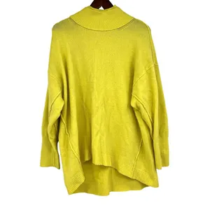FREE PEOPLE Afterglow Lime Yellow Mock Neck oversized Sweater Top Size small thumbnail 3