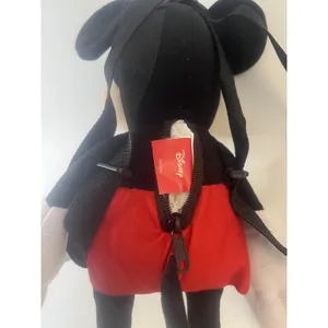 Disney Mickey Mouse Plush Mini Backpack Bag Kids Toddler Black Red Zipper Straps thumbnail 6