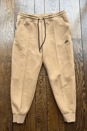 Nike Tech Fleece Joggers Size XL Womens Mid Rise Sportswear Flax Brown $120 thumbnail 1
