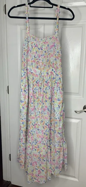 Loveshackfancy Tove Sleeveless Floral Midi Dress Buttons Pockets Cotton Sz 6 thumbnail 3