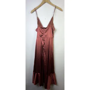 Altar’d Ava Satin Illusion Wrap Emerald bronze Sleeveless Cocktail Dress small thumbnail 6