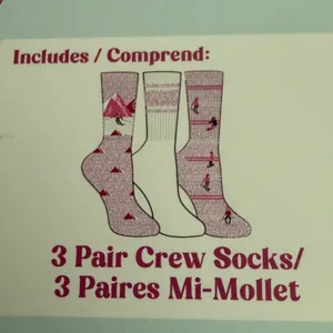 Pink nwt Apres Ski Club Sock Gift set 3 pairs of socks and Cosmetic Bag thumbnail 5