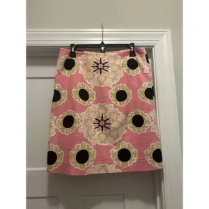 LILLY PULITZER Skirt Sz 6 Pink Tan Black Medallion Print Lined Zip Preppy Beach thumbnail 6