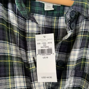 American Eagle Outfitters Plaid Button Down Lounge Flannel‎ Top Size Medium New thumbnail 7