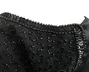 Vintage Silk Beaded Sequin Waistcoat Vest Black thumbnail 10