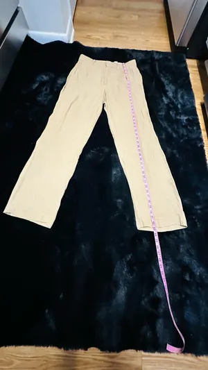 Zara Khaki Beige Wide Leg Trousers High Rise Straight Pants Size Small thumbnail 2
