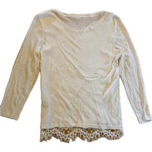 J. Crew Blouse Womens Size M White Floral Crochet Lace Overlay Long thumbnail 2