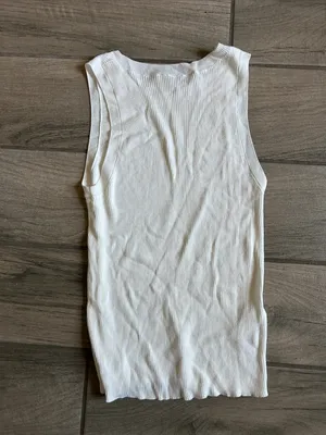 Mango White Ribbed Tank Top thumbnail 3