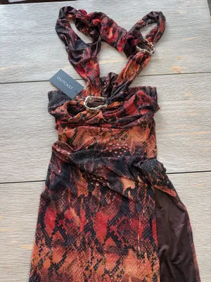 Red and black snake print maxi dress with cut out detail #snakeprint #cutout #beach #festival #club thumbnail 2