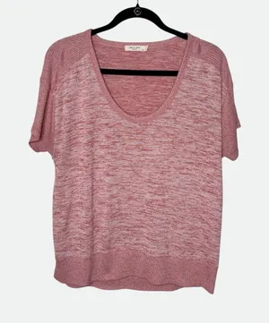 rag & bone New York Space Dye Short Sleeve Scoop Neck Knit Tee Top SZ L thumbnail 1