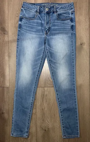 Pre-Owned American Eagle Super Stretch Hi-Rise Jegging Blue Jeans Size 8 Regular thumbnail 1