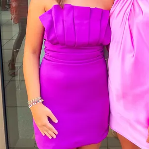 DO+BE Purple Semi Formal dress. Strapless with pleats thumbnail 2
