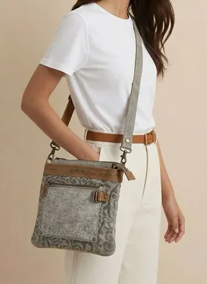 Myra bag leather and fur Crossbody Shoulder Bag purse thumbnail 1