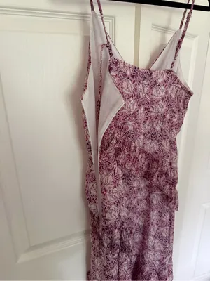 Lulu's These Memories Lavender Floral Print Ruffled Midi Dress Flawed Medium thumbnail 11