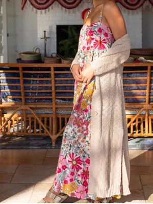 Natural Life Patti Side Slit Maxi Dress in Vintage Summer Floral Size Small thumbnail 3