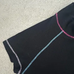 Princess Polly Black Ribbed Crop Top with Colorful Trim thumbnail 4