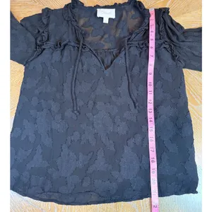 Cleobella Amara Blouse Black Floral Jacquard Ruffle Tie Neck Size XS thumbnail 7