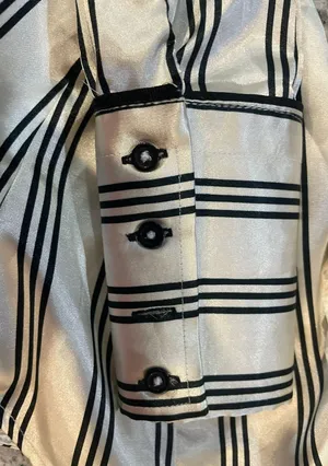 ZARA Satin Office Blouse STRECH Size Small Cream Black Lines Preppy Chic thumbnail 12