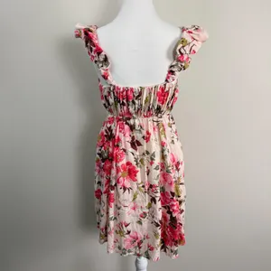 Abercrombie & Fitch Pink Floral Linen Blend Ruffle Strap Mini Dress Womens M thumbnail 3
