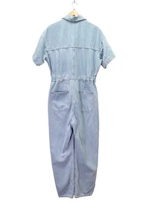 Free People We The Free Marci Coverall Sz XL Light Wash Denim Jumpsuit Utility thumbnail 3