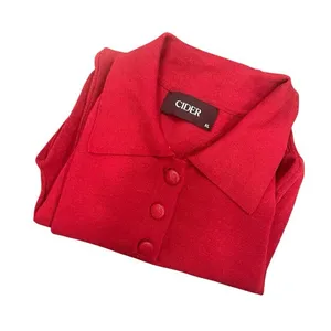 Cider Red V-Neck Collared Button Sweater thumbnail 1