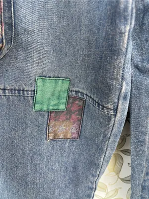 Retro Floral Embroidered Denim Cargo Jeans Antique Purplish Wash Small thumbnail 4