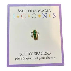 Melinda Maria Icons Gold Toned Story Spacer Charm Green Stones thumbnail 1