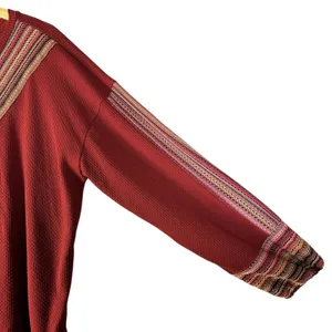 Casual Express Chevron Crochet Waffle Knit Top Burgundy Red Boho Size XL thumbnail 5