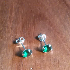 Simulated Green Diamond Sterling Silver Stud Earrings thumbnail 2