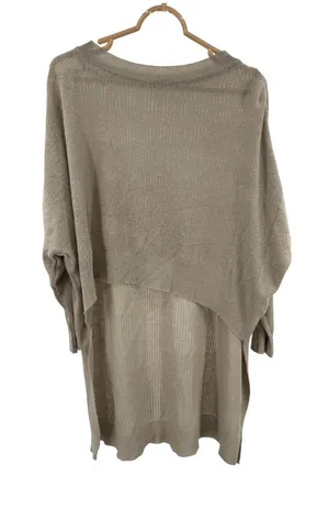 Pull&Bear oversized fine-knit sweater dramatic high-low asymmetrical hem linen S thumbnail 1