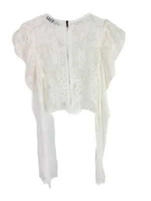 NWOT Naked Wardrobe The Statement Puff Sleeve Lace Crop Top Size Small S NEW thumbnail 9
