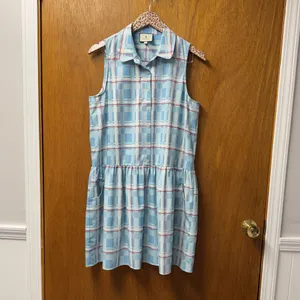 Tuckernuck Westport Trellis Sleeveless Hayes Shirt Dress Mini Blue Large L thumbnail 15