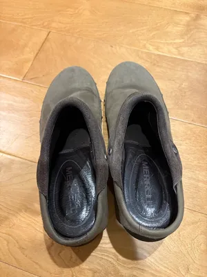Merrell Drizzle slip-on leather and suede clogs shoes taupe brown sz 9 thumbnail 4