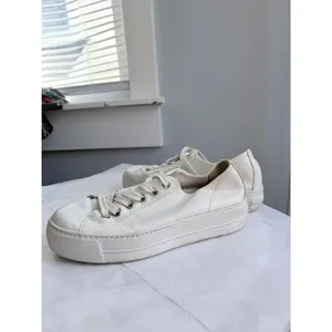 Paul Green White Pebbled Leather Lace Up Platform Sneakers US 7 thumbnail 2